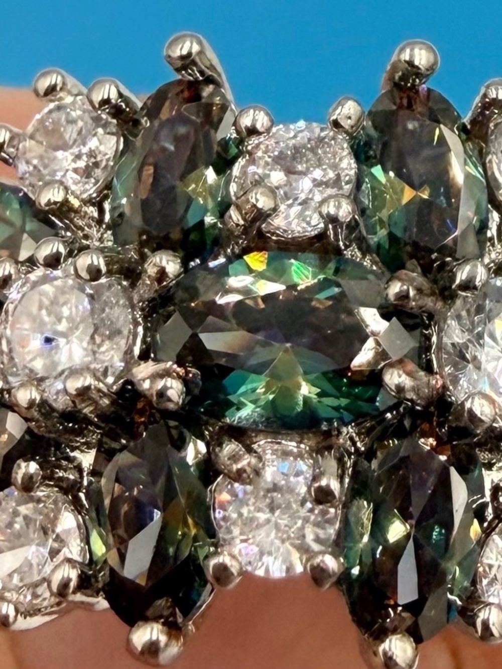 6.00ctw Mystic Topaz & White Sapphire Ring Size 8